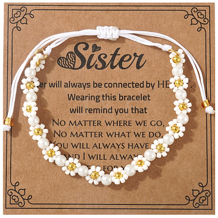 Bohemian Style Glass Seed Beads & Imitation Pearl Braided Bead Bracelets XW4926-9-1