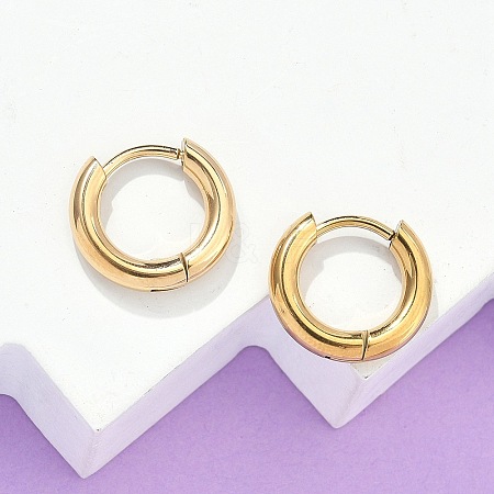 Ion Plating(IP) 304 Stainless Steel Huggie Hoop Earrings X-EJEW-F111B-13mm-G-1