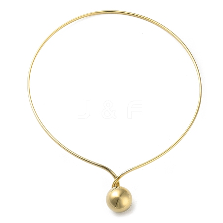 304 Stainless Steel Round Ball Pendant Choker Necklaces LS-NJEW-D058-01G-1