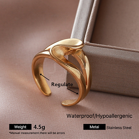 304 Stainless Steel Cuff Open Rings for Women AP4973-6-1