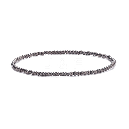 Glass Round Beaded Stretch Bracelet for Women BJEW-JB07911-01-1