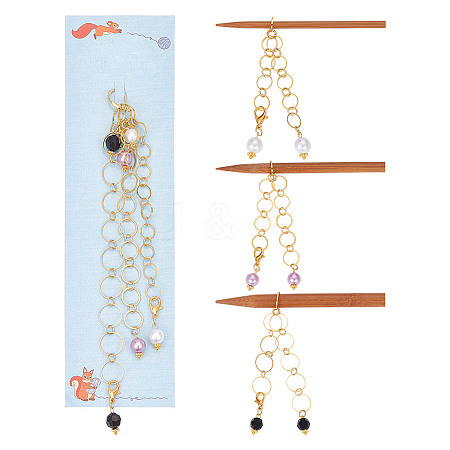 3Pcs 3 Styles Acrylic Pendant Knitting Row Counter Chains HJEW-NB00069-1