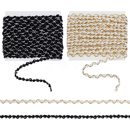 2Pcs 2 Colors Polyester Wave Lace Ribbon OCOR-FG0002-93B-1