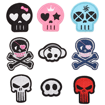 Skull Computerized Embroidery Style Cloth Iron on/Sew on Patches SKUL-PW0002-113-1