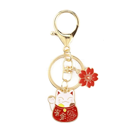 Chinese Style Alloy Enamel Keychains KEYC-WH0027-43A-1