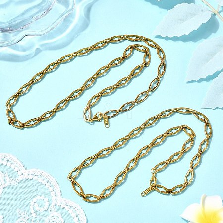 2Pcs 2 Styles 304 Stainless Steel Cross Link Chain Necklaces for Couple NJEW-JN05433-1