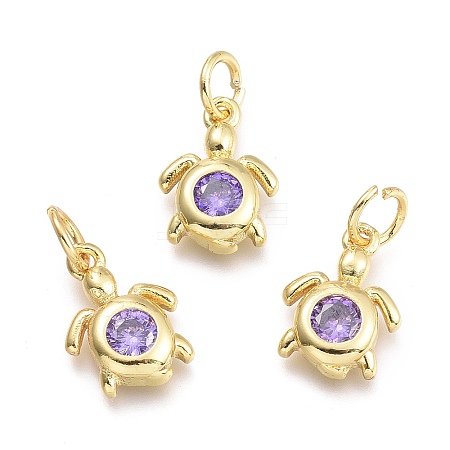 Brass Micro Pave Cubic Zirconia Pendants KK-P187-12D-G-1