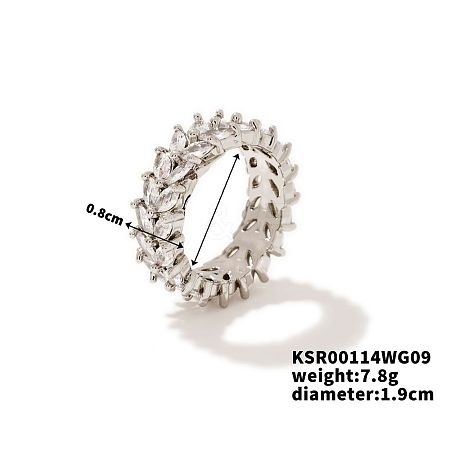 Chic Western Hip-hop Double-row Brass Rhinestone Ring Jewelry for Women JJ2699-11-1