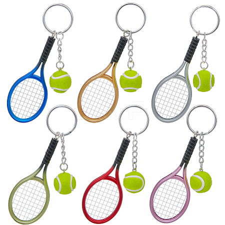 6Pcs 6 Colors Sports Theme Plastic Keychains KEYC-CY0001-05-1