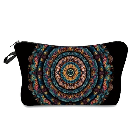 Mandala Flower Print Linen Cosmetic Zipper Pouches PW-WGC854E-06-1