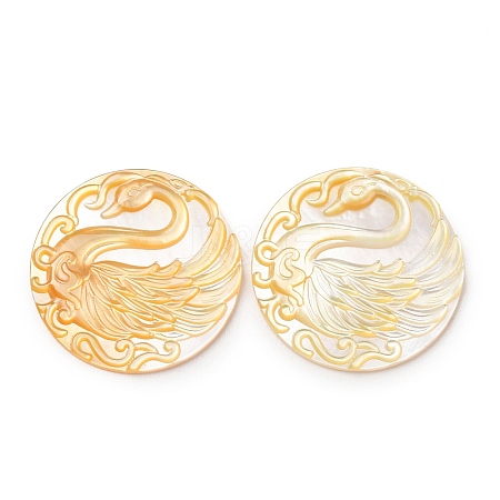 Natural Yellow Shell Carved Cabochons SHEL-G024-03B-1