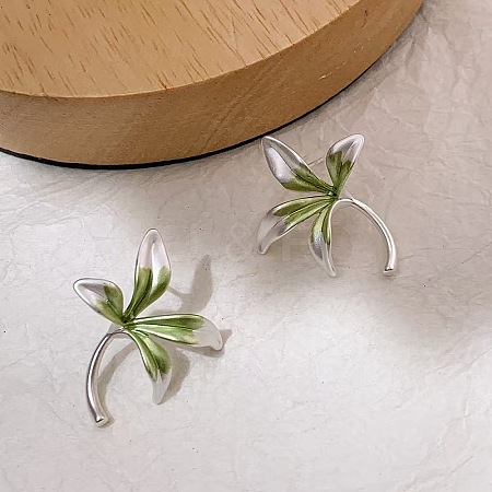 Brass Enamel Stud Earrings for Women WG869AA-01-1