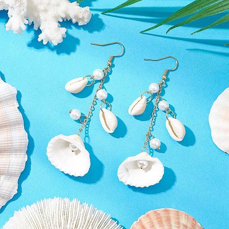 304 Stainless Steel Shell Shape Dangle Earrings EJEW-JE06382-01-1