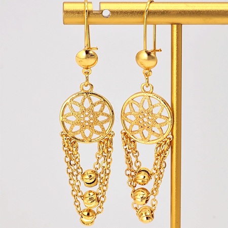 Elegant Brass Round Tassel Hoop Earrings XN7680-2-1