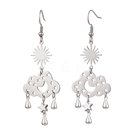 Brass & 304 Stainless Steel Dangle Earrings EJEW-TA00436-02-1