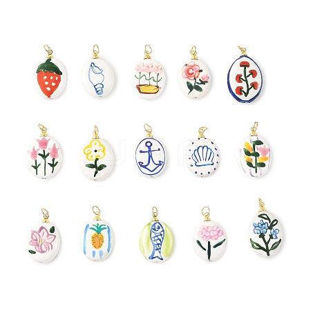 Handmade Porcelain Pendants PALLOY-JF05918-1