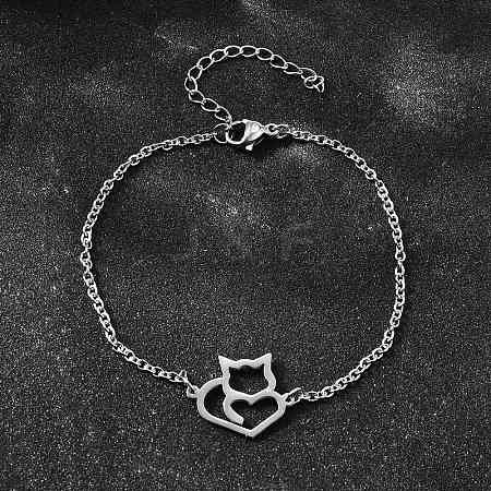 201 Stainless Steel Fox Link Bracelets BJEW-B128-05P-1