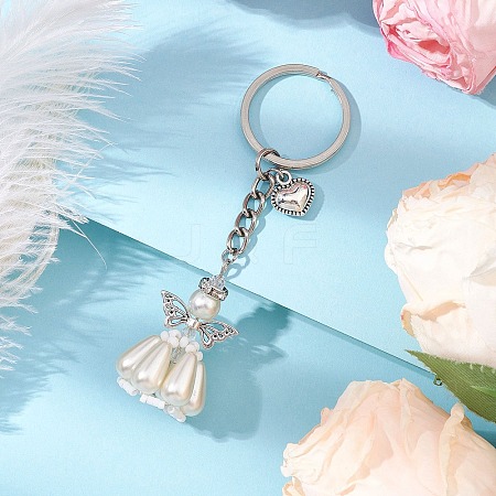 Acrylic Imitation Pearl Keychain KEYC-MZ00030-02-1