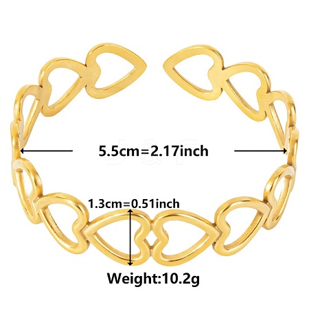 Elegant and Stylish Design Hollow Heart 304 Stainless Steel Cuff Bangles for Women GR2355-2-1