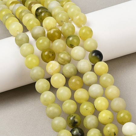 Natural Lemon Jade Beads Strands G-F591-27-6mm-1
