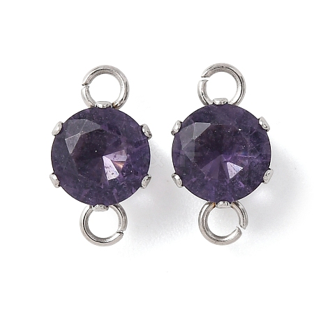 304 Stainless Steel Micro Pave Cubic Zirconia Connector Charms STAS-H240-50P-07-1