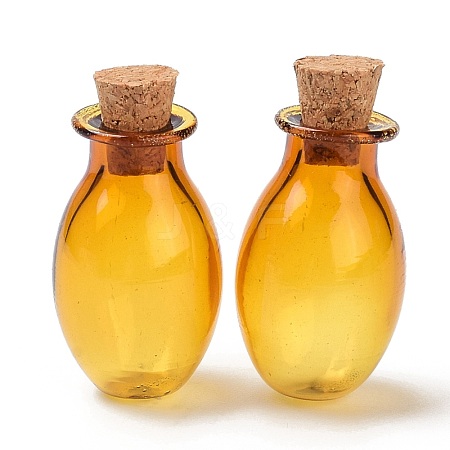 Oval Glass Cork Bottles Ornament AJEW-O032-03A-1