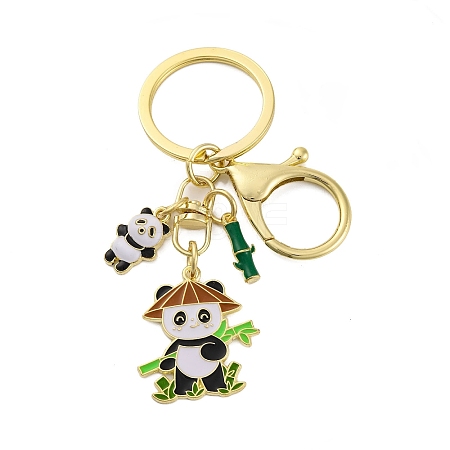 Rack Plating Panda Zinc Alloy Enamel Pendant Keychain KEYC-G064-01D-1