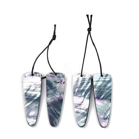 2Pcs Natural Black Lip Shell Pendants FIND-Z079-01B-1