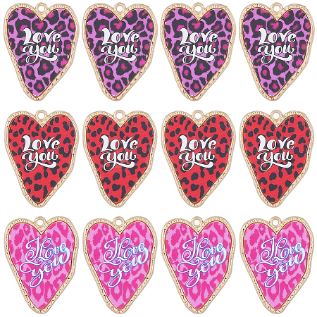 12Pcs 3 Colors Leopard Print Alloy with Acrylic Pendants FIND-SC0021-91-1