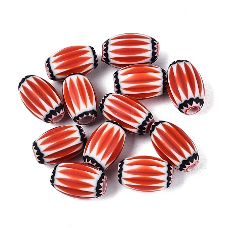 Handmade Millefiori Glass Barrel Beads LA-N002-15A-1