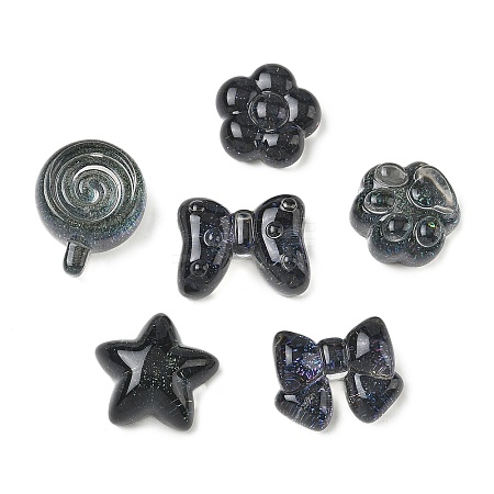 Transparent Resin & Glitter Powder Cabochons RESI-A055-07-1