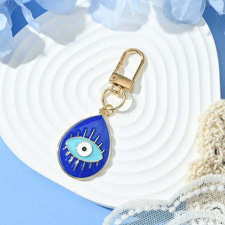 Teardrop with Evil Eye Alloy Enamel Pendant Decorations HJEW-YW00017-01-1