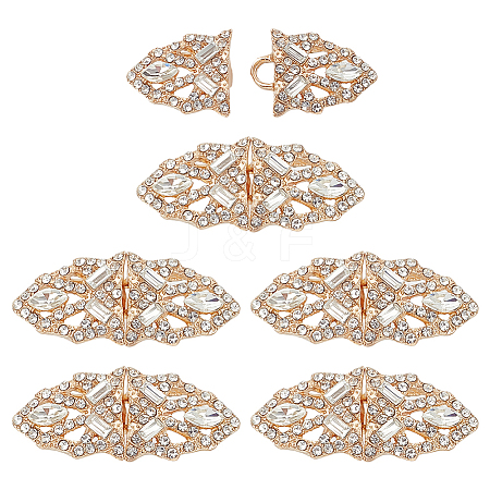 6Pcs Zinc Alloy Rhinestone Snap Lock Clasps FIND-FG0003-46A-1