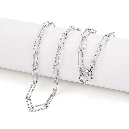 Brass Textured Paperclip Chain Necklace Making MAK-S072-03A-P-1