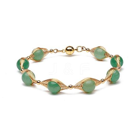 Natural Green Aventurine Beaded Bracelets for Men Women BJEW-TA00012-02-1