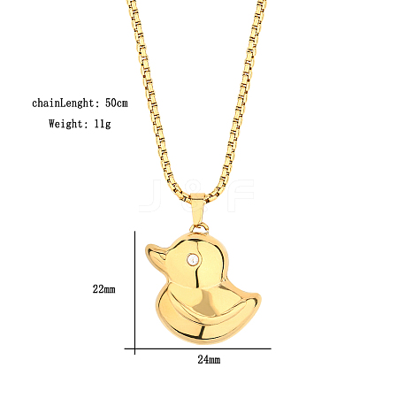 Stainless Steel Box Chain Duck Pendant Necklaces GZ1226-1-1