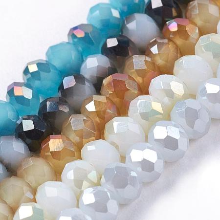 Electroplate Glass Faceted Rondelle Beads Strands EGLA-D020-3x2mm-M3-1