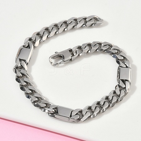 304 Stainless Steel Cuban Link Chain Bracelets for Women BJEW-G779-04A-P-1