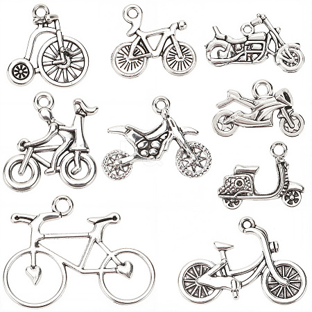 72Pcs 9 Styles Tibetan Style Alloy Pendants TIBEP-SC0003-26-1