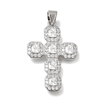 Brass Micro Pave Clear Cubic Zirconia Pendants CU-CBA9883-05A-P-1