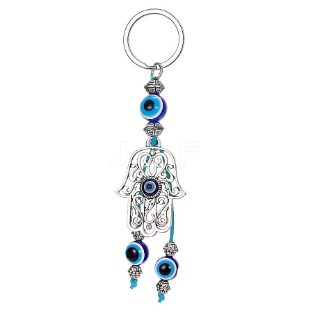 Alloy Hollow Hamsa Hand/Hand of Miriam Pendant Keychain WG21406-01-1