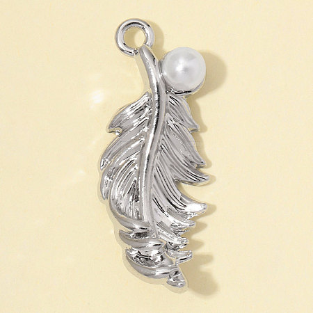 Zinc Alloy with ABS Plastic Imitation Pearl Pendants AL-OY001-39P-1