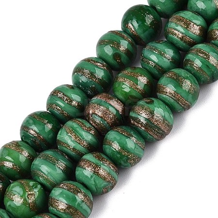 Handmade Gold Sand Lampwork Beads Strands LAMP-Q041-10B-1