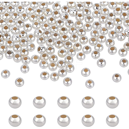 BENECREAT 220Pcs 925 Sterling Silver Beads STER-BC0001-60-1