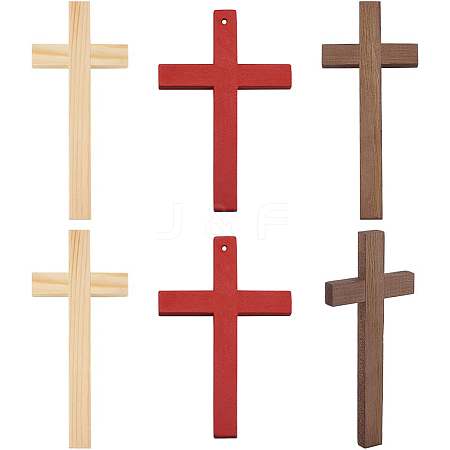 6Pcs 3 Colors Wood Cabochons WOOD-PH0003-51B-1
