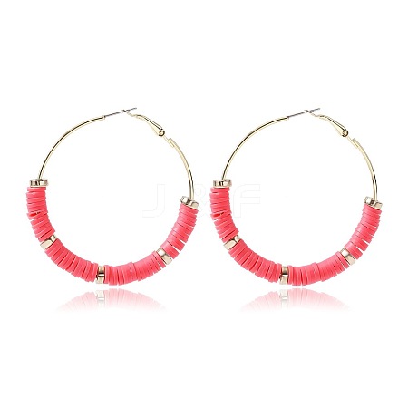 Bohemia Style Colorful Clay Beads Hoop Earrings JQ3310-4-1