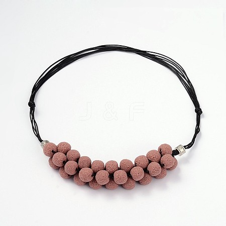 (Jewelry Parties Factory Sale)Lava Rock Beaded Necklaces NJEW-D204-02-1