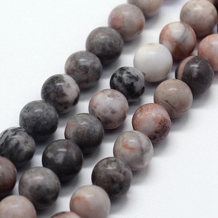 Natural Pink Zebra Jasper Beads Strands X-G-I199-26-8mm-1