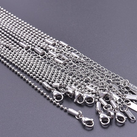 Non-Tarnish 2MM Unisex 304 Stainless Steel Ball Chains Necklaces YT0712-1-1