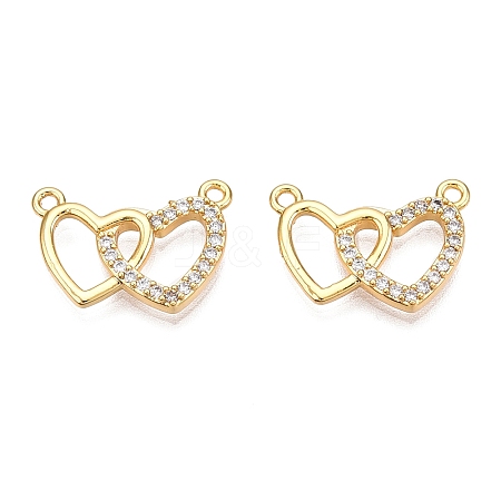 Brass Micro Pave Clear Cubic Zirconia Pendants KK-T073-22G-1